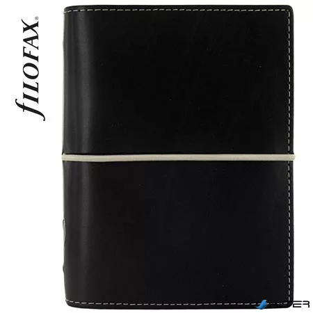 Kalendárium, gyűrűs, betétlapokkal, pocket méret, FILOFAX, 'Domino', fekete