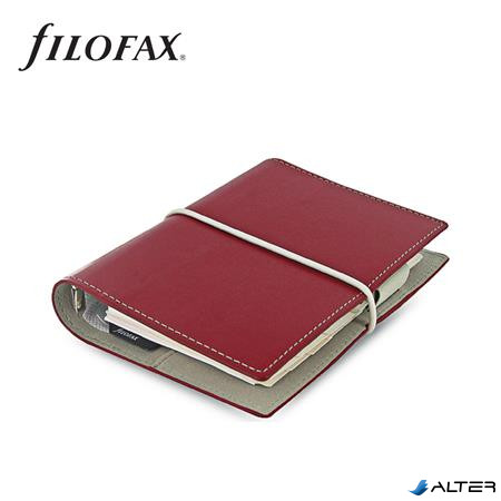 Kalendárium, gyűrűs, betétlapokkal, pocket méret, FILOFAX, "Domino", piros