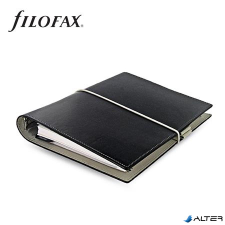 Kalendárium, gyűrűs, betétlapokkal, A5 méret, FILOFAX, "Domino", fekete