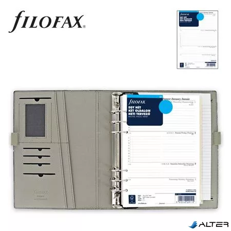 Kalendárium, gyűrűs, betétlapokkal, A5 méret, FILOFAX, 'Domino', fekete