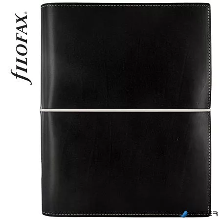Kalendárium, gyűrűs, betétlapokkal, A5 méret, FILOFAX, 'Domino', fekete