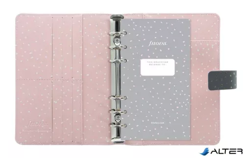 Kalendárium, gyűrűs, betétlapokkal, personal méret, FILOFAX, "Confetti", fekete