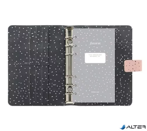 Kalendárium, gyűrűs, betétlapokkal, personal méret, FILOFAX, "Confetti", rózsakvarc