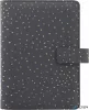 Kalendárium, gyűrűs, betétlapokkal, pocket méret, FILOFAX, "Confetti", fekete