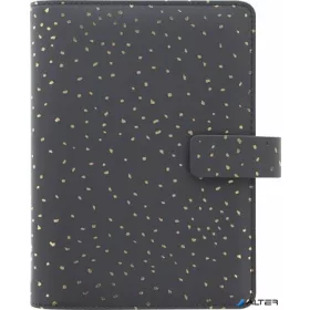  Kalendárium, gyűrűs, betétlapokkal, pocket méret, FILOFAX, "Confetti", fekete