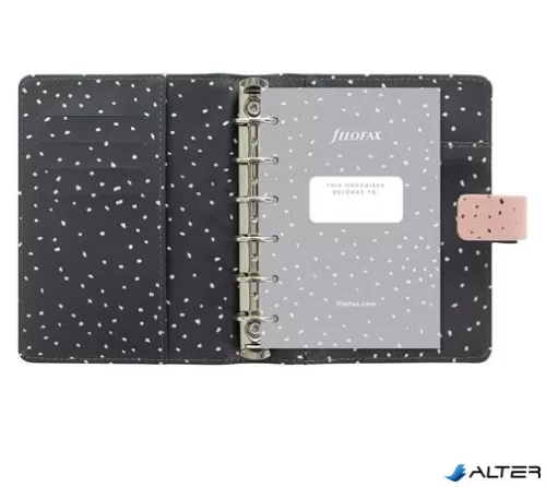 Kalendárium, gyűrűs, betétlapokkal, pocket méret, FILOFAX, "Confetti", rózsakvarc