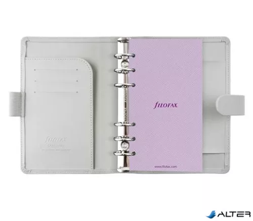 Kalendárium, gyűrűs, betétlapokkal, personal méret, FILOFAX "Saffiano", gránit