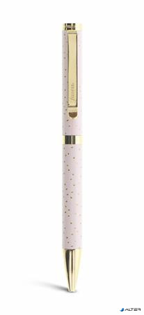Golyóstoll, 0,8 mm, arany színű klip, rózsaszín tolltest, FILOFAX 'Confetti', fekete