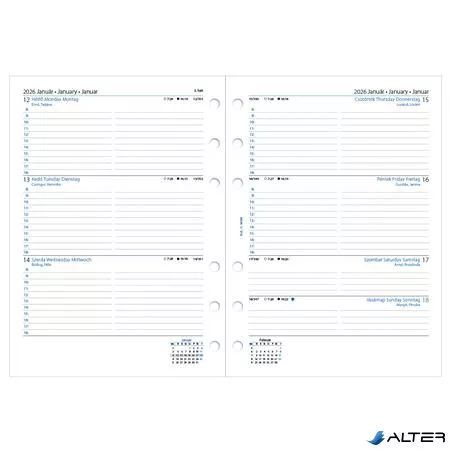 Kalendárium betét, tervező, heti, A5 (L), FILOFAX, 2026