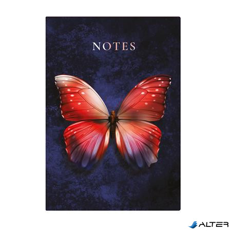 Jegyzetfüzet, A5, vonalas, 96 lap, TOPTIMER "Notes", piros pillangó