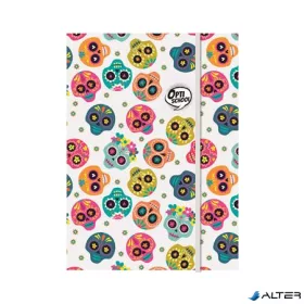 Gumis mappa, karton, A4, OPTISCHOOL "Skull"