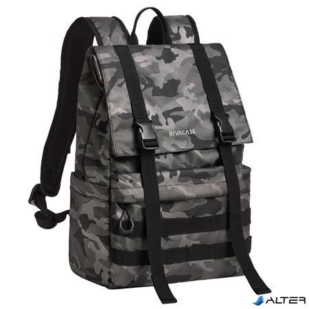Notebook hátizsák, 15,6", rolltop, 15L, RIVACASE "7621 Sherwood", szürke-terepminta