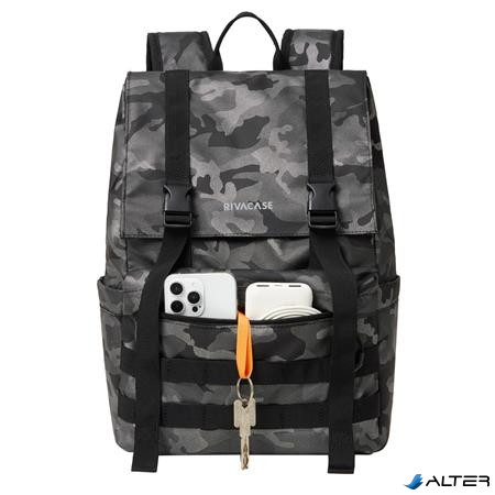 Notebook hátizsák, 15,6", rolltop, 15L, RIVACASE "7621 Sherwood", szürke-terepminta