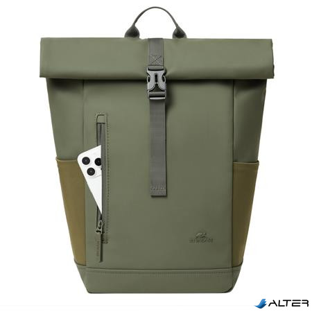 Notebook hátizsák, 14', 17L, rolltop, RIVACASE 'Eden ECO 7826', olivazöld