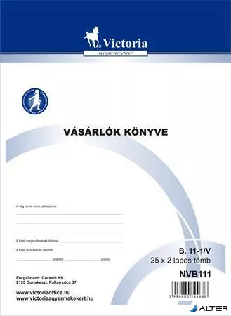 Nyomtatvány, vásárlók könyve, 25x2, A4, VICTORIA PAPER "B.11-1", 10 tömb/csomag