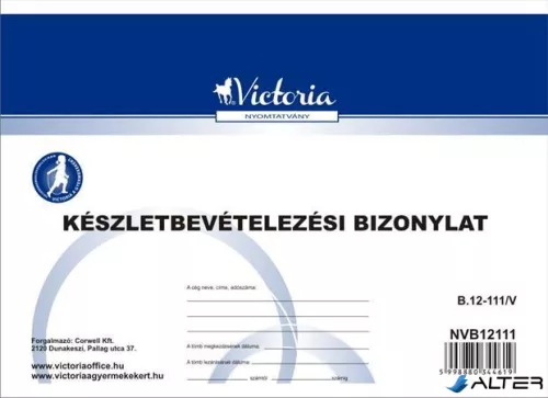 Nyomtatvány, készletbevételezési bizonylat, 25x4, A5, VICTORIA PAPER "B.12-111", 10 tömb/csomag