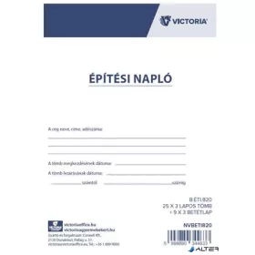   Nyomtatvány, építési napló, 25x3 + 9x3 betétlap, A4, VICTORIA PAPER "B.ÉTI.820", 10 tömb/csomag