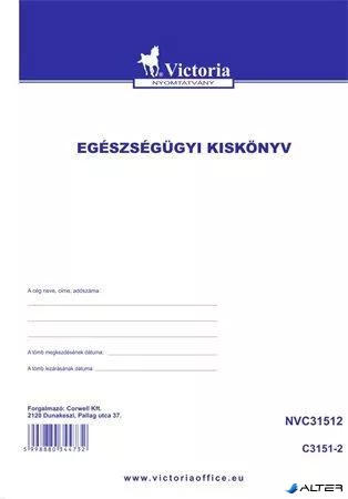 Nyomtatvány, egészségügyi kiskönyv, A6, VICTORIA PAPER "C.3151-2"