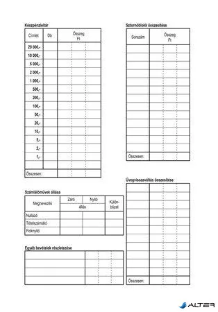 Nyomtatvány, pénztárelszámolás, 25x2, A5, VICTORIA PAPER "DF-200/d", 10 tömb/csomag