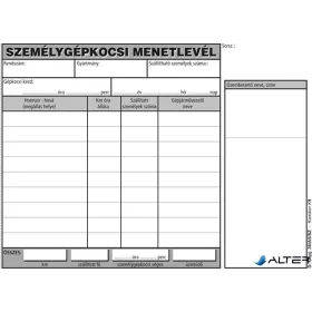   Nyomtatvány, menetlevél, személygépkocsi, 100 lap, A5, fekvő, VICTORIA PAPER, "D.GÉPJ.36.", 10 tömb/csomag