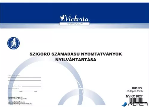 Nyomtatvány, szigorú számadású nyomtatványok nyilvántartása, 25 lap, A4, VICTORIA PAPER, 10 tömb/csomag