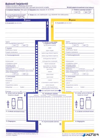 Nyomtatvány, baleseti bejelentő, 2 példány, A4, VICTORIA PAPER "KO2404"