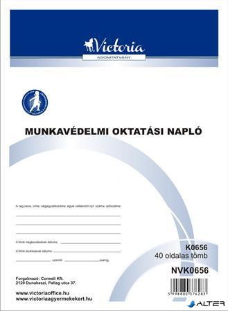 Nyomtatvány, munkavédelmi oktatási napló, 40 oldal, A4, VICTORIA PAPER, 10 tömb/csomag