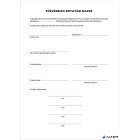   Nyomtatvány, tűzvédelmi oktatási napló, 40 oldal, A4, VICTORIA PAPER, 10 tömb/csomag