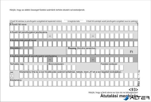Nyomtatvány, átutalási megbízás, kézi, 500x2, A6, VICTORIA PAPER "PFNY 11"