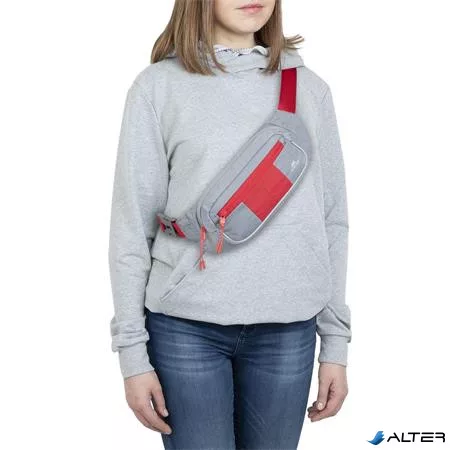 Övtáska, RIVACASE "5215 Mercantour", szürke-piros