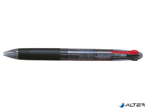 Golyóstoll, 0,25 mm, nyomógombos, fekete tolltest, PILOT 'Feed GP4', négyszínű