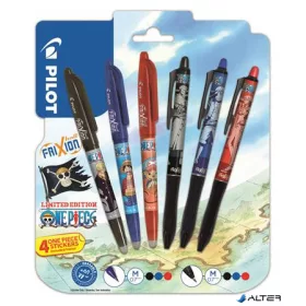   Rollertoll készlet, 0,35 mm, nyomógombos, PILOT "Frixion Ball"/"Frixion Ball Plus", 3különböző szín+One Piece matrica