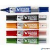 Táblamarker készlet, 2,3 mm, kúpos, tartóval és szivaccsal, PILOT "V-Board Master", 5 különböző szín