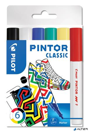 Dekormarker készlet, 1 mm, PILOT 'Pintor F' 6 különböző klasszikus szín