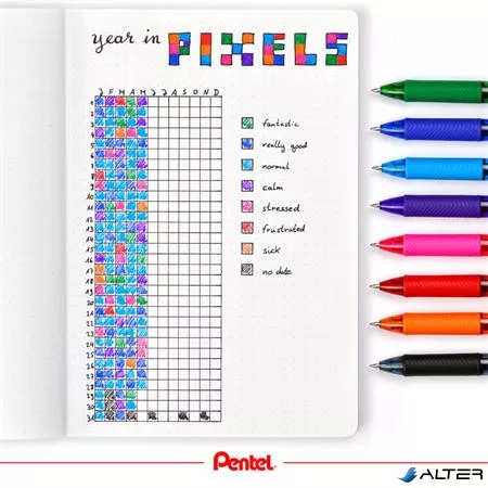 Zseléstoll, 0,35 mm, nyomógombos, PENTEL "EnerGelX BL107", piros