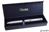 Zseléstoll, 0,35 mm, rotációs, ezüst tolltest, PENTEL 'EnerGel BL-2007' fekete, ajándék kék betéttel