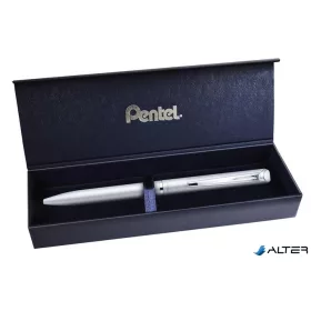   Zseléstoll, 0,35 mm, rotációs, ezüst tolltest, PENTEL 'EnerGel BL-2007' fekete, ajándék kék betéttel