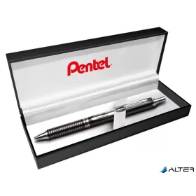   Zseléstoll, 0,35 mm, nyomógombos, fekete tolltest, PENTEL "EnerGel BL-407" fekete, ajándék kék tollbetéttel