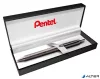 Zseléstoll, 0,35 mm, nyomógombos, antracit tolltest, PENTEL "EnerGel BL-407" fekete, ajándék kék tollbetéttel