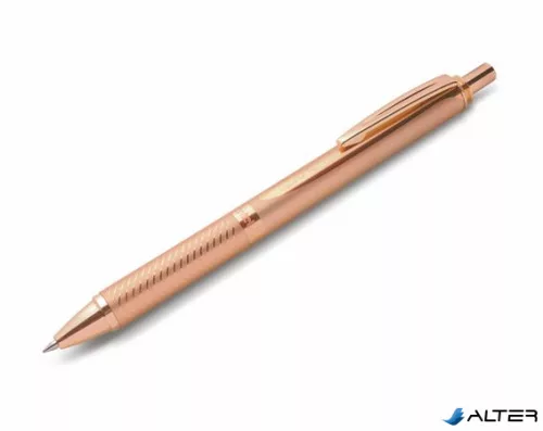 Zseléstoll, 0,35 mm, nyomógombos, rosegold tolltest, PENTEL "EnerGel BL-407" fekete, ajándék kék tollbetéttel