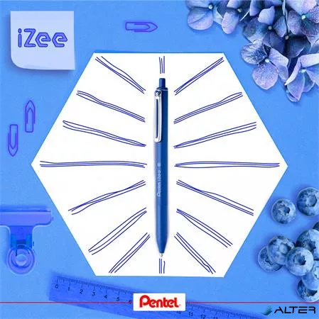 Golyóstoll, 0,35 mm, nyomógombos, PENTEL 'iZee', kék