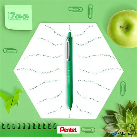 Golyóstoll, 0,35 mm, nyomógombos, PENTEL 'iZee', zöld