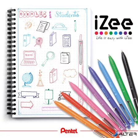 Golyóstoll, 0,35 mm, nyomógombos, PENTEL 'iZee', zöld