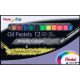 Olajpasztell kréta, PENTEL, "Arts", 12 különböző fluoreszkáló és metál szín