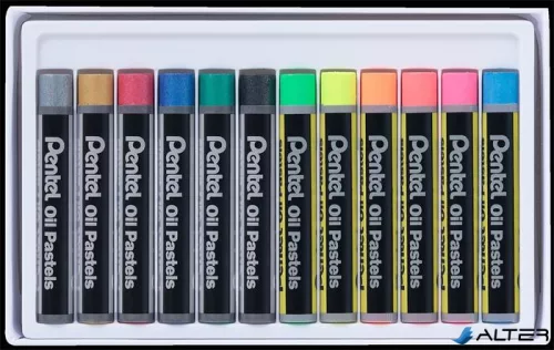 Olajpasztell kréta, PENTEL, "Arts", 12 különböző fluoreszkáló és metál szín