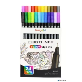   Tűfilc készlet, 0,4 mm, PENTEL 'Pointliner', 24 különböző szín