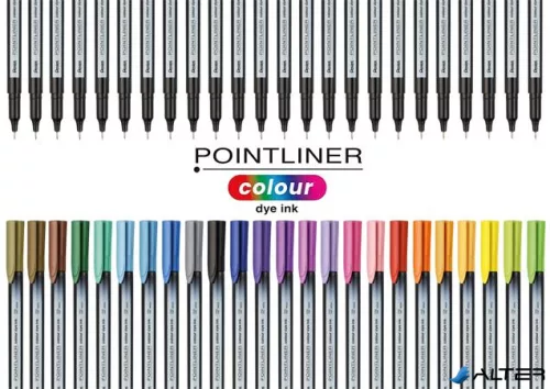 Tűfilc készlet, 0,4 mm, PENTEL 'Pointliner', 24 különböző szín