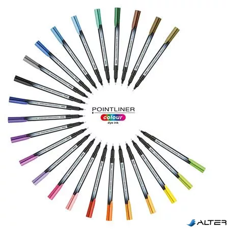 Tűfilc készlet, 0,4 mm, PENTEL 'Pointliner', 24 különböző szín
