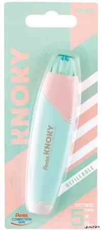 Hibajavító roller, 5 mm x 6 m, utántölthető, PENTEL 'Knoky', világoszöld-barack