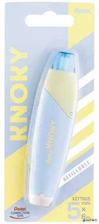 Hibajavító roller, 5 mm x 6 m, utántölthető, PENTEL 'Knoky', kék-sárga